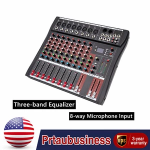 Pro 8 Channel Bluetooth Studio Audio Mixer Live Sound Mixing Console with USB - Picture 1 of 23