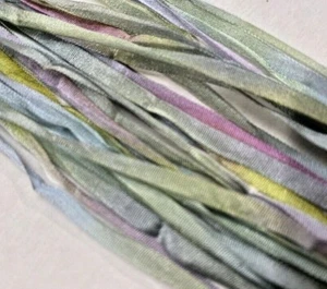 silk embroidery trim flower 1/8" ribbon 4mm pastel multi 1yd made in Japan - Picture 1 of 3