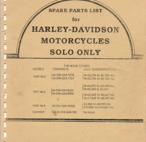 Harley Davidson WLA 1940-1942 lista de piezas de servicio manual en USB escaneado - Imagen 1 de 6