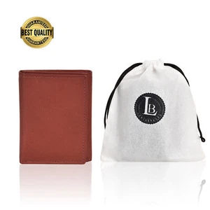 KIDS BOYS SLIM COMPACT ID COIN POCKET TRIFOLD WALLET BROWN BRAND LEATHERBOSS - Picture 1 of 6