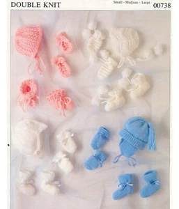 Knitting pattern copy 0227.  Baby hat mittens bootees.  Three sizes. DK - Picture 1 of 1