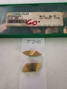 9 NEW TOOL FLO FLT-4L  (NT-4L) TOP NOTCH CARBIDE INSERTS. GRADE: GP50.  [F240] - Picture 1 of 1