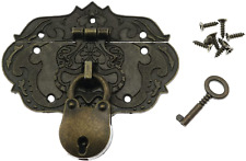 Antique Embossing Decorative Brass Hasp Clasp Latch Lock with Screws for Jewelry