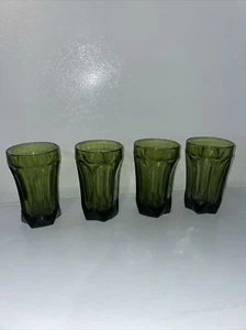 4 Vtg Noritake Perspective  Star Bottom Tumblers 5 inches tall Olive Green - Picture 1 of 5