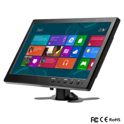 RACRDO Pantalla HD de 10,1 pulgadas PC Monitor de coche CCTV AV/BNC/VGA/HDMI Speaker DE