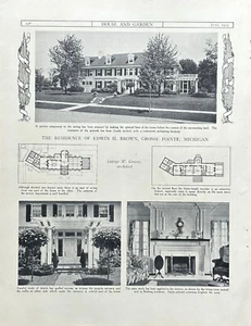 Edwin H. Brown Home 1915 Grosse Pointe MI George W. Graves Architect 2 Pages Pix - Bild 1 von 2