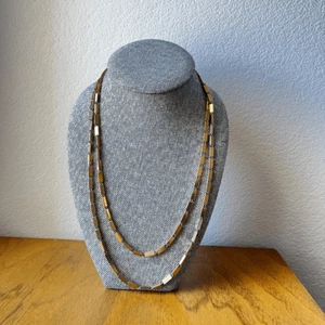 Monet Signed Vintage Gold Plated Paperclip Link Necklace 26” - Picture 1 of 6