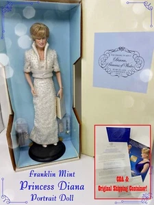 ๐ FRANKLIN MINT Princess of Whales *Diana* Porcelain Portrait Doll w/ COA ๐ - Picture 1 of 24