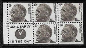 SCOTT 1284c 6 CENT FRANKLIN  ROOSEVELT BOOKLETof5 "MAIL EARLY" MNH FREE SHIPPING - Picture 1 of 1