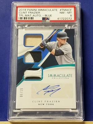 Clint Frazier - 2018 Panini Immaculate Triple Material Autograph  PSA 8  #6/15 - Imagem 1 de 2