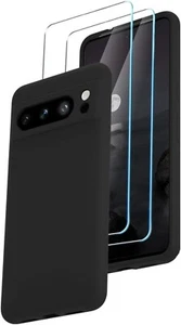 Pour Google Pixel 8 PRO Coque arrière Gel Silicone NOIR + 2 Verres Trempé - Photo 1 sur 3