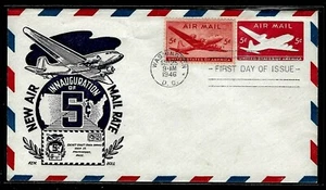 UC14 + C32 5c Air Mail (1946) THE SKYMASTER FDC FROM KEN BOLL CACHETS - Picture 1 of 1