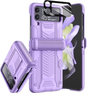 Samsung Galaxy Z Flip 4 Phone Case Magnetic Hinge & Lens Protection Purple Cover - Picture 1 of 6