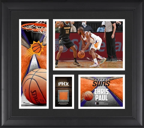 Chris Paul Suns FRMD 15x17 Player Collage w/a Piece of Team-Used Basketball Cover