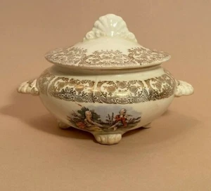 Vintage Homer Laughlin Nautilus Ceramic Sugar Dish / Covered Bowl with Lid - Picture 1 of 9
