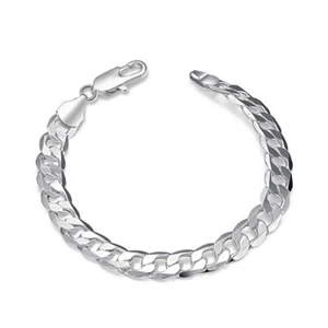925 Silver Fashion Bracelet Mens Jewelry Costume Chunky - Picture 1 of 9