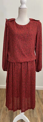 Vestido feminino vintage Breli Originals 1980’s estampa de leopardo vermelho e preto tamanho 10 - Imagem 1 de 4