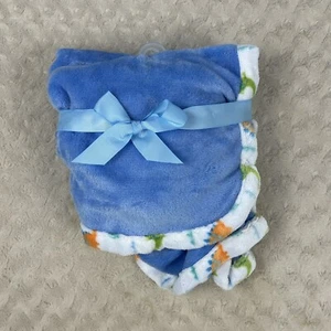 Le Bebe Favorite Dinosaur Edge Trim Baby Blanket Blue White Orange Green NEW - Picture 1 of 3