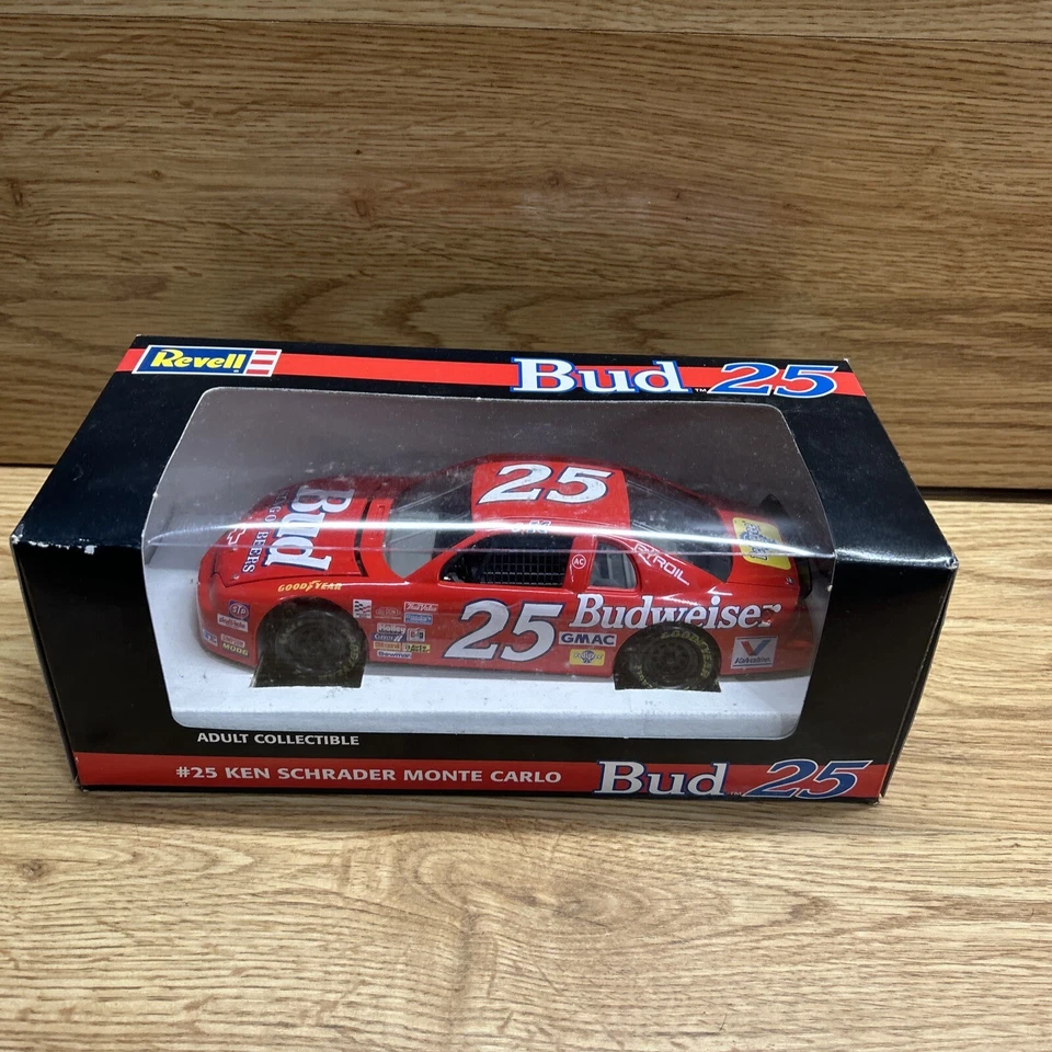 1995 REVELL BUD 25 BUDWEISER #25 KEN SCHRADER 1:24 DIECAST CAR MONTE CARLO - Image 1 of 4