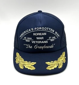 Vintage Korean War Veterans Cap Navy Blue Gold Laurel The Graybeards 1950-53 - Bild 1 von 11