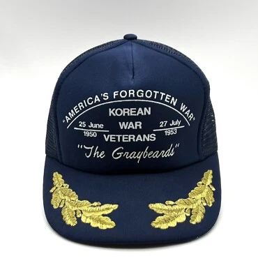 Vintage Korean War Veterans Cap Navy Blue Gold Laurel The Graybeards 1950-53 - Image 1 of 4