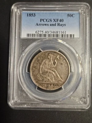 1853 "Arrows & Rays"  Seated Liberty Half Dollar * PCGS  XF40 * One Year Type - Image 1 of 4