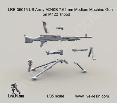 Resina viva 35015 1/35 Ejército de Estados Unidos M240B 7,62 mm ametralladora mediana en trípode M122 Foto 1 de 2