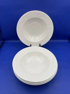 "Lote de 4 cuencos de sopa Mikasa Woodland borde blanco 9,25"" ED902" - Imagen 1 de 9