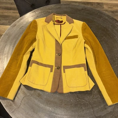 Blazer Cordoroy Marrón Dos Botones Frontales Etro Milano Talla 44 Hecho en Italia Foto 1 de 4