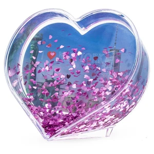 Heart Shape "I Love New York" Clear Plastic Water Globe Picture Frame - Picture 1 of 7