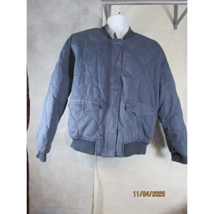 Med Universal Threads Quilted Bomber Jacket Gray Snap Front Pockets Ribbed Cuffs - Picture 1 of 8