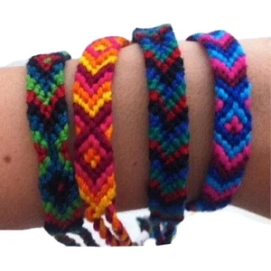 2 Boho Bracelets Handmade Thread Woven Friendship Cords Hippie Anklet Braid - Foto 1 di 1