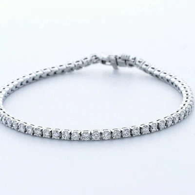 Brazalete de tenis clásico de oro macizo de 14 quilates de 4,95 quilates redondo de diamantes cultivados en laboratorio E VVS2 Foto 1 de 4