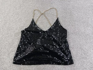 Rue 21 Teens ärmelloses Shirt Medium schwarz Pailletten Polyester gefüttert neu ohne Etikett - Bild 1 von 9