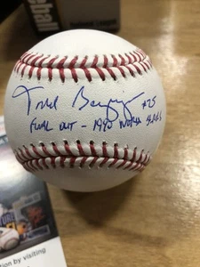 Inserto firmato Todd Benzinger OMLB 1990 WS Final Out Cincinnati Reds JSA COA - Foto 1 di 3
