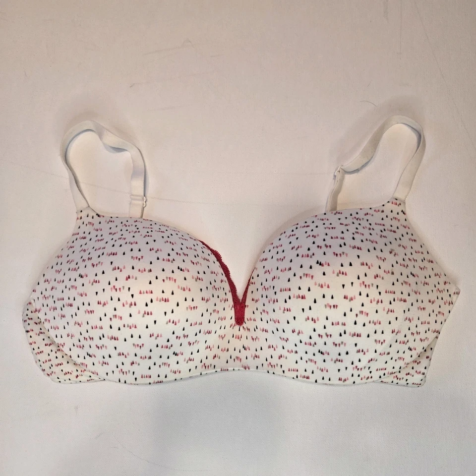 Victoria's Secret White With Red Lace and Dots Plunge Bra Size 34D - Image 1 of 4