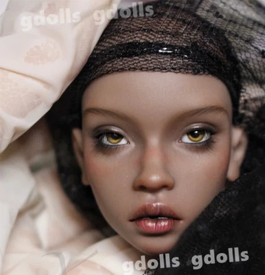 Bonecas 1/4 BJD menina boneca de resina nua + olhos + maquiagem facial pele bronzeada ou marrom - Imagem 1 de 4