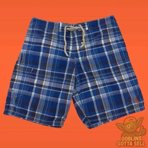 Polo Ralph Lauren Herren Bade Boardshorts Gr. 32 blau kariert orange Pony Logo - Bild 1 von 9