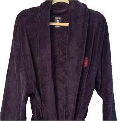 US Polo Assn LongRobe Felpa Polar Para Hombres Grande Azul Marino Rojo Logo Cinturón Bolsillos L Foto 1 de 4