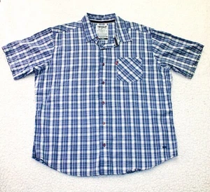 Levis Plaid Button Down Shirt Adult XL Blue Short Sleeve Levis - Picture 1 of 7