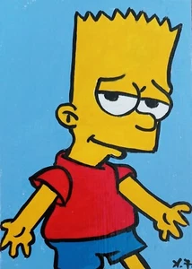 Bart Simpson ACEO ORIGINAL ATC HAND PAINTED ACRYLIC SIGNED - Picture 1 of 1