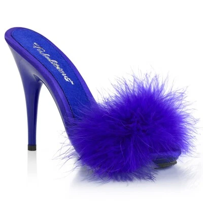Blue Bedroom Lingerie Photoshoot Feathers Mens Drag Queen Heels Striptease Shoes - Image 1 of 2