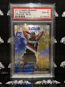 2013-14 Panini Crusade C.J. CJ McCollum Blue Rookie RC #1 Gem Mint PSA 10 Pop 3 - Picture 1 of 2