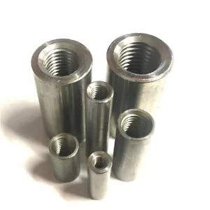 Round Threaded Studding Connector Nuts A2 Stainless Steel All thread Tube Sleeve - Picture 1 of 4