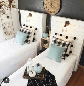 2 set of 18x18 Pack White and Black Buffalo Check Plaid Throw Pillow Case Covers - Picture 1 of 8