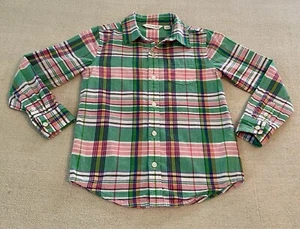 Janie and Jack Boy's 5 Button Up Long Sleeve Shirt Pink Green Yellow Blue Plaid - Picture 1 of 5