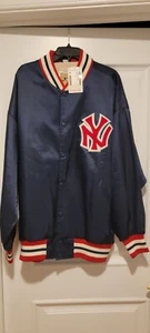 MITCHELL AND NESS 1950 NEW YORK YANKEES SATIN W/ CHENILLE NY JACKET SIZE 56  NEW - Picture 1 of 3