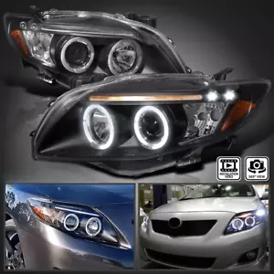 Faros proyectores LED halo negros para Toyota Corolla 2009-2010 lámpara L+R 09-10 - Imagen 1 de 11