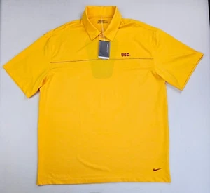 Nike Golf Size XL Men's Yellow USC Trojans Logo Fit Dry Short Sleeve Polo NWT - Picture 1 of 11