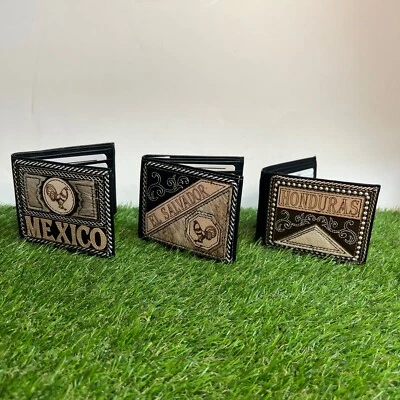 Cartera de cuero para hombres bordada países Cartera Bordada Paises Billetera México Foto 1 de 4